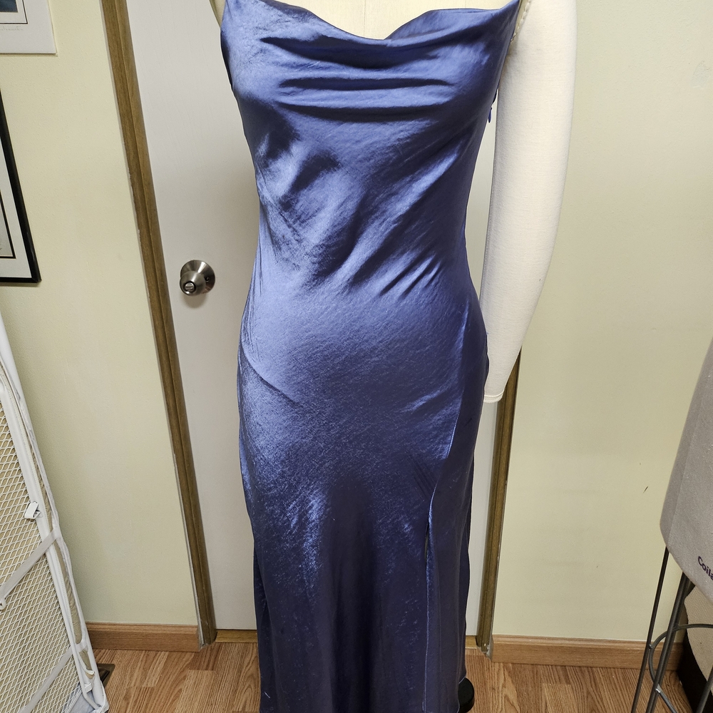 Elegant Blue Satin Dress